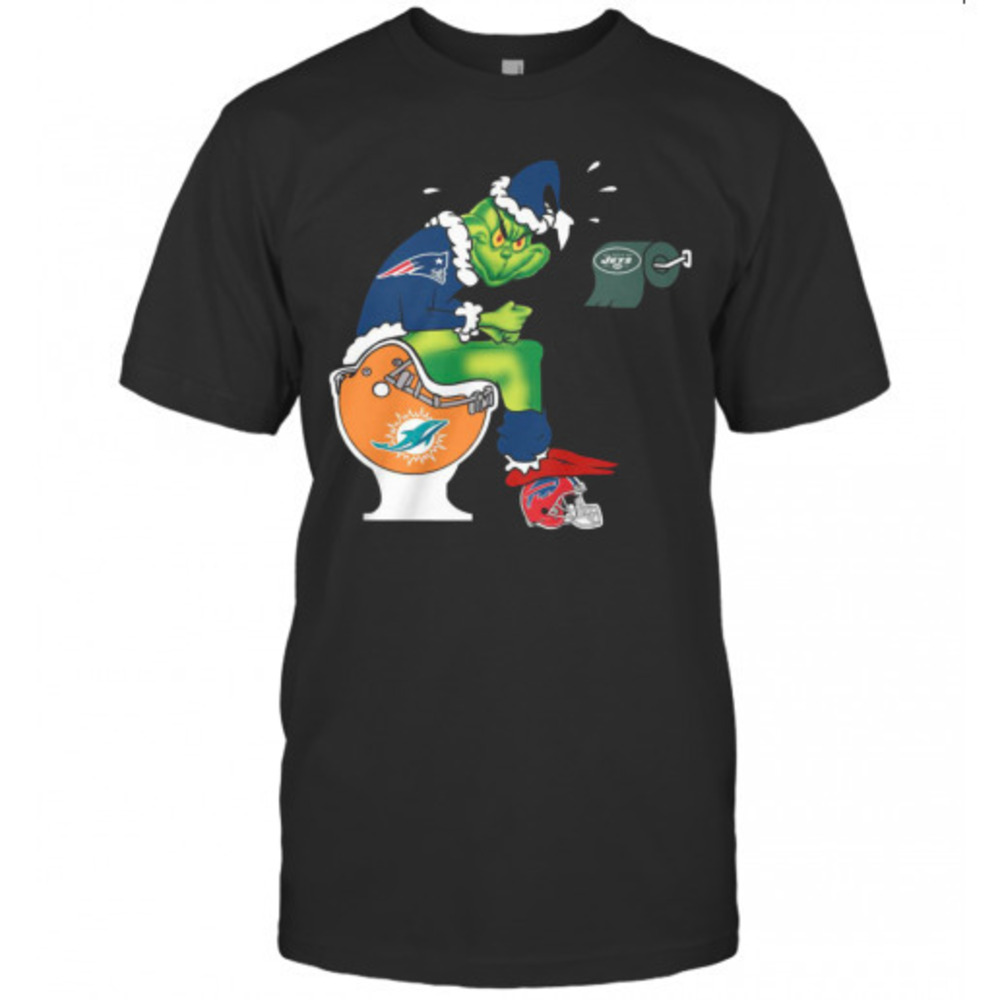 The Grinch New England Patriots Shit On Toilet Miami Dolphin Tshirt
